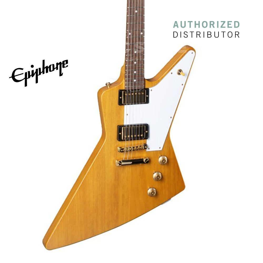 Epiphone Korina Explorer Electric Guitar, Case Included - Aged Natural