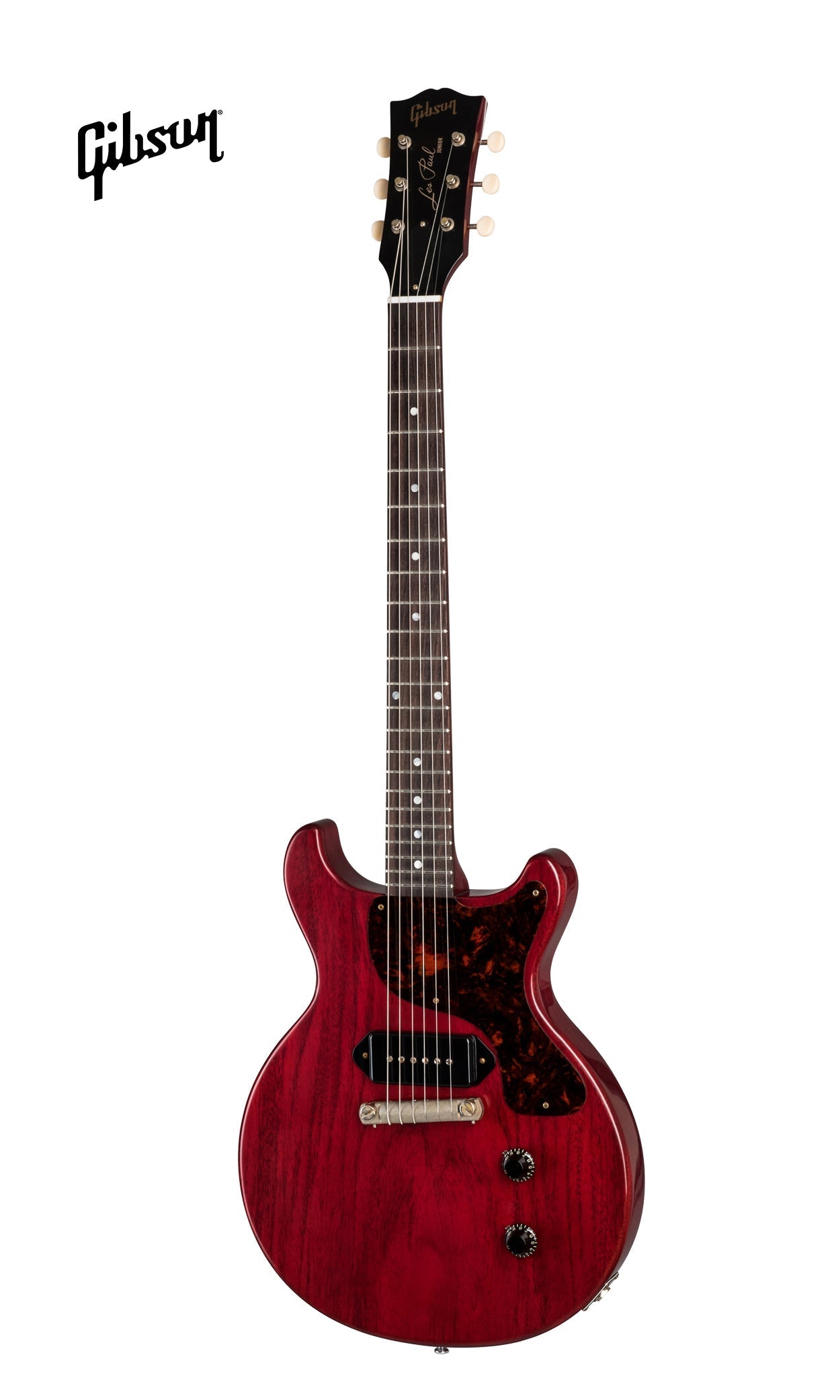 GIBSON 1958 LES PAUL JUNIOR DOUBLE CUT REISSUE VOS ELECTRIC GUITAR - CHERRY RED
