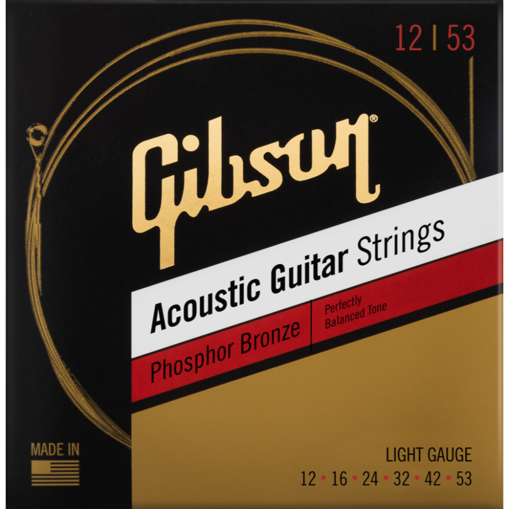 GIBSON ACCESSORIES PHOSPHOR BRONZE ACOUSTIC GUITAR STRINGS - .012-.053 LIGHT (SAG-PB12)