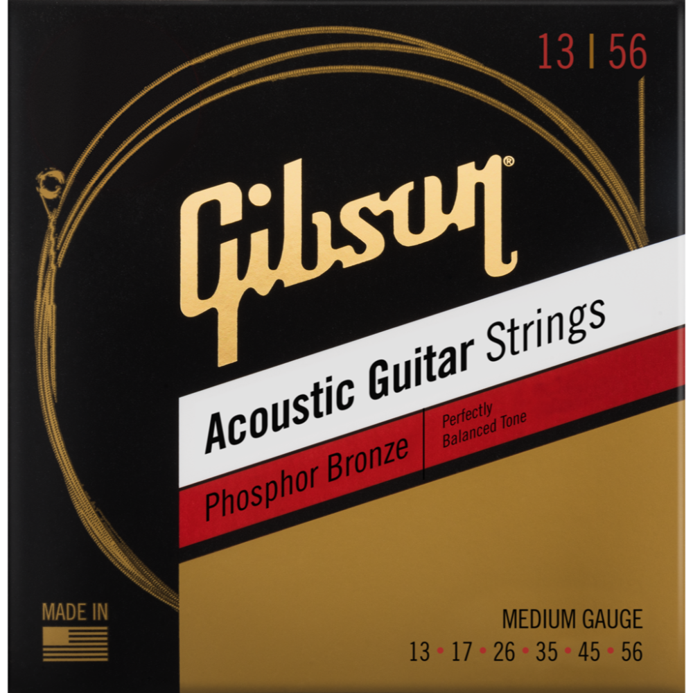 GIBSON ACCESSORIES PHOSPHOR BRONZE ACOUSTIC GUITAR STRINGS - .013-.056 MEDIUM (SAG-PB13)