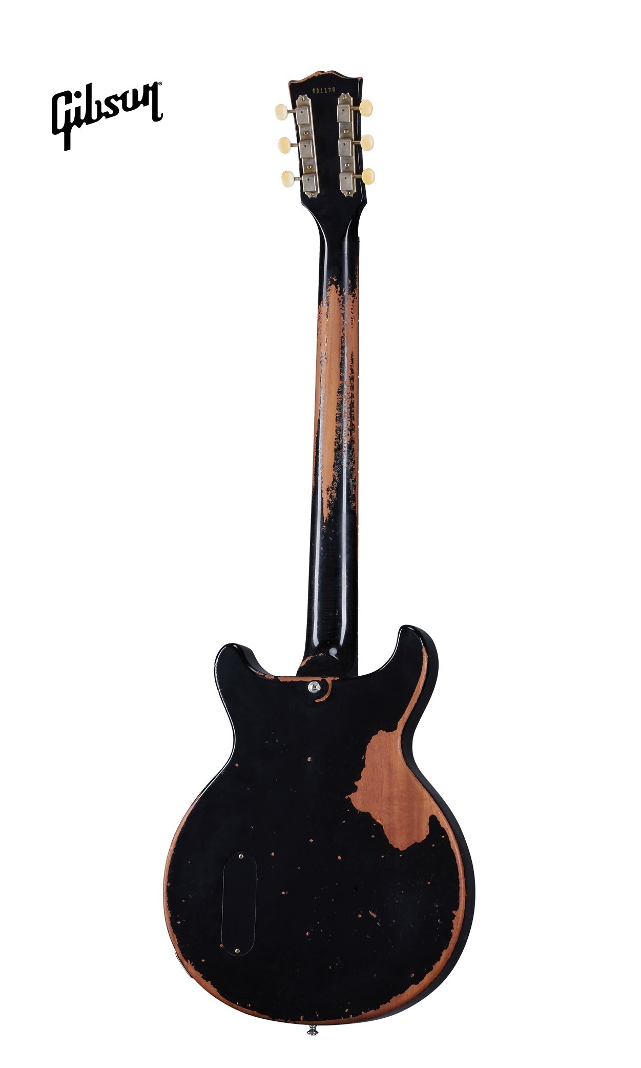 GIBSON 1960 LES PAUL JUNIOR DOUBLE CUT REISSUE ULTRA HEAVY AGED ELECTRIC GUITAR - EBONY