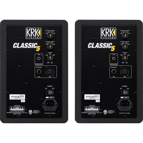 KRK Classic 5 5" Powered Studio Monitor Pack w/XLR cables and foam wedge pads - Pair (CL5G3PK1)