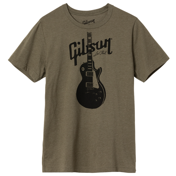 GIBSON ACCESSORIES LES PAUL T-SHIRT - OLIVE GREEN (GA-SC-LPBS)