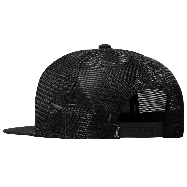 GIBSON ACCESSORIES SLASH 'SKULLY' TRUCKER HAT - ALL-BLACK (GA-SLSH-TRHTB)
