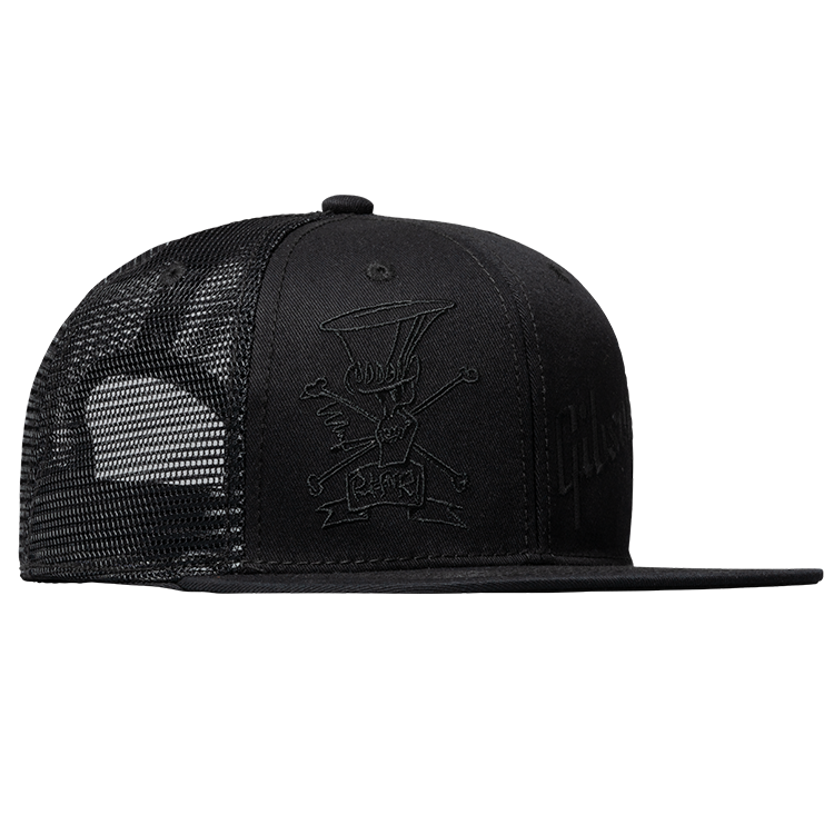 GIBSON ACCESSORIES SLASH 'SKULLY' TRUCKER HAT - ALL-BLACK (GA-SLSH-TRHTB)