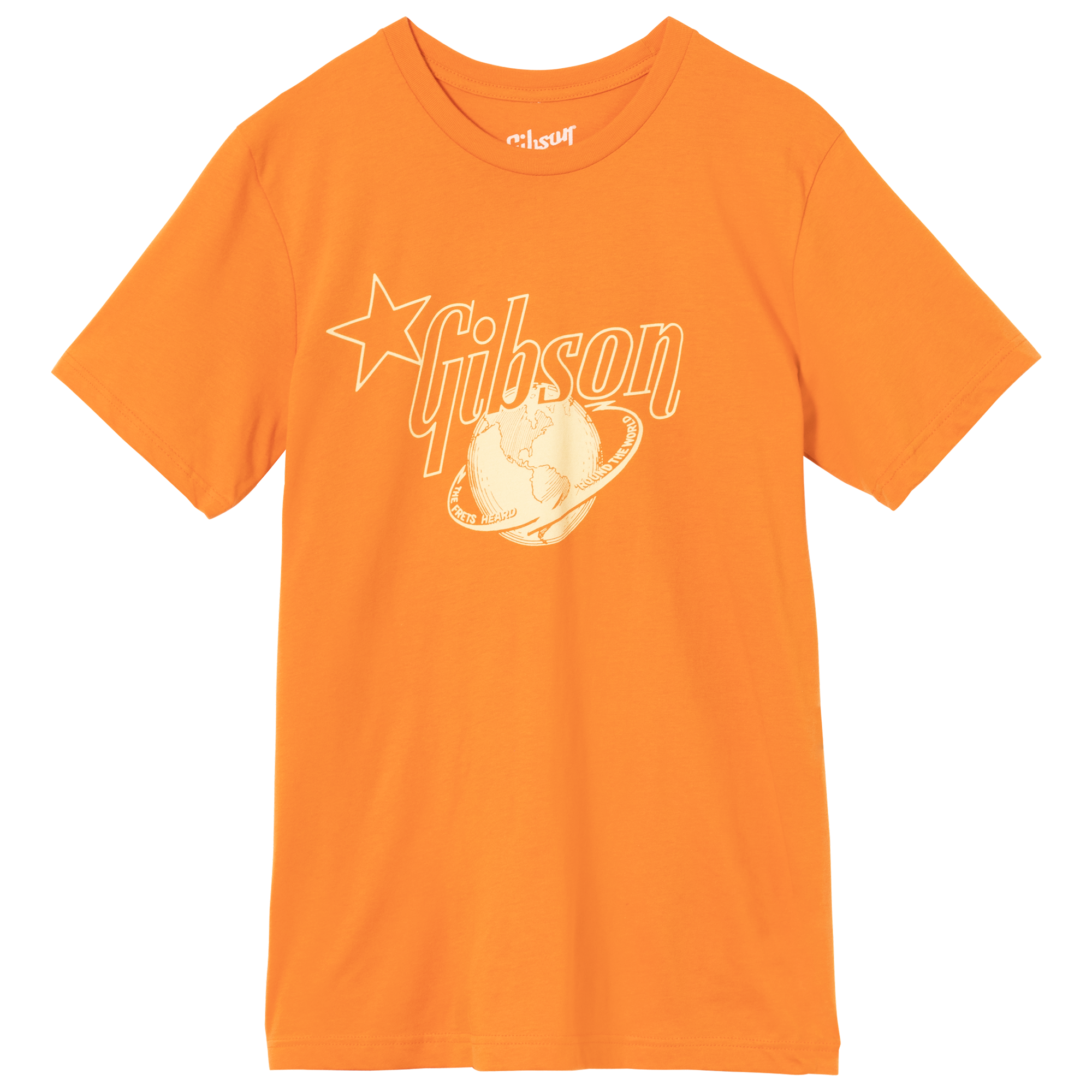 GIBSON ACCESSORIES FRETS HEARD 'ROUND THE WORLD T-SHIRT - ORANGE (GA-TEE-FRETS-ORN)