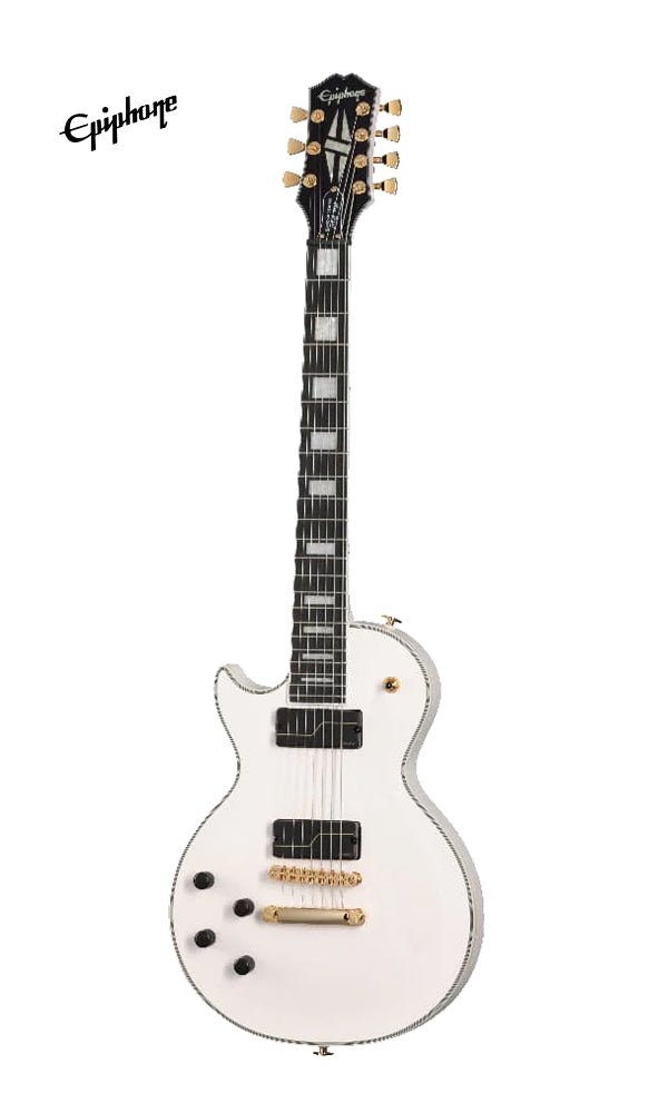 Epiphone Matt Heafy Les Paul Custom Origins 7-String Left-Handed Electric Guitar, Case Included - Bone White