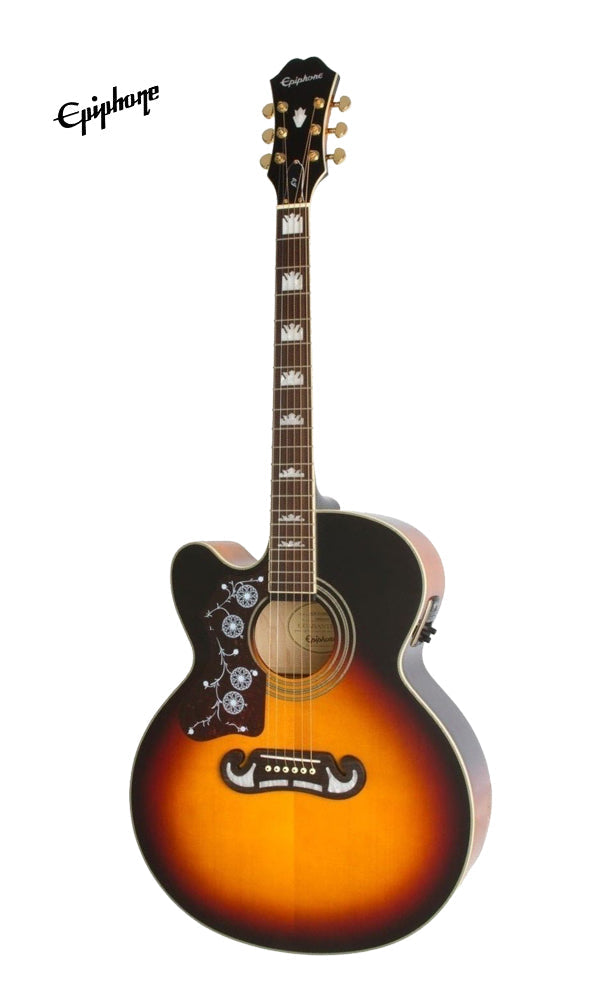 Epiphone J-200 EC Studio Left-Handed Acoustic-Electric Guitar - Vintage Sunburst