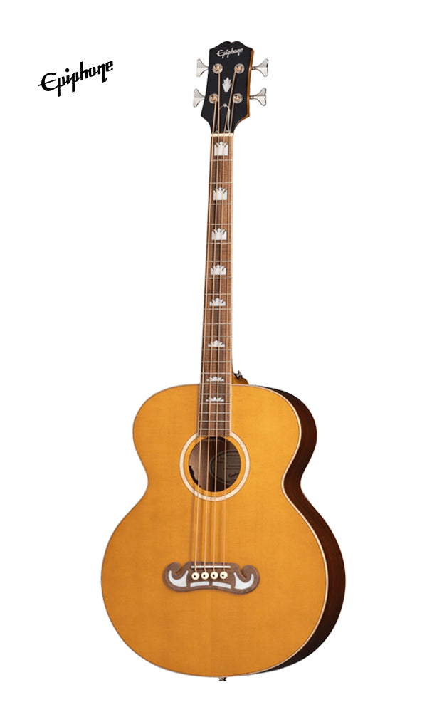 Epiphone El Capitan J-200 Studio Acoustic-Electric Bass Guitar - Aged Natural Antique Gloss