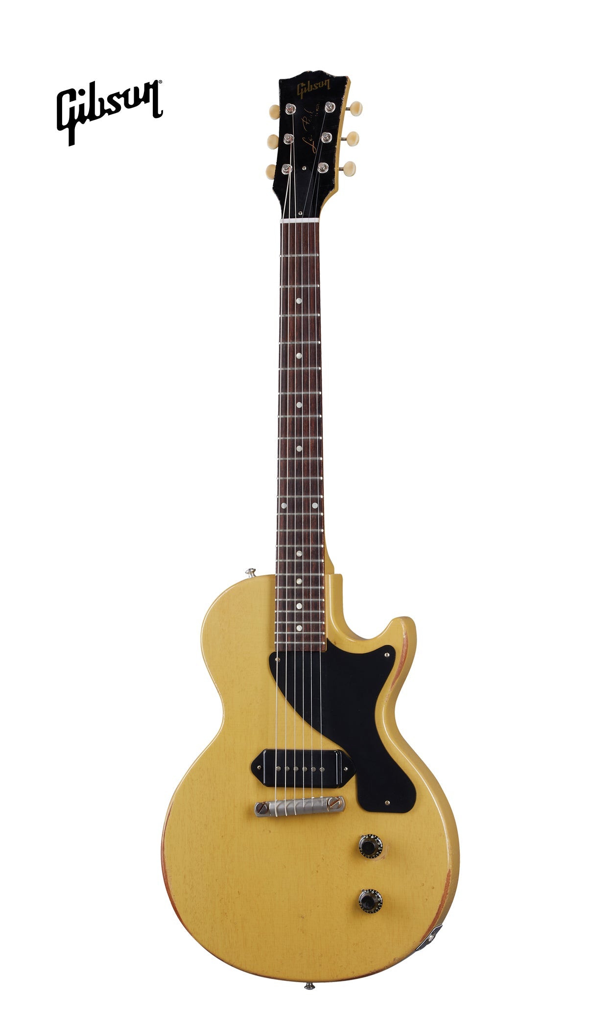 GIBSON 1957 LES PAUL JUNIOR SINGLE CUT REISSUE HEAVY AGED ELECTRIC GUITAR - TV YELLOW
