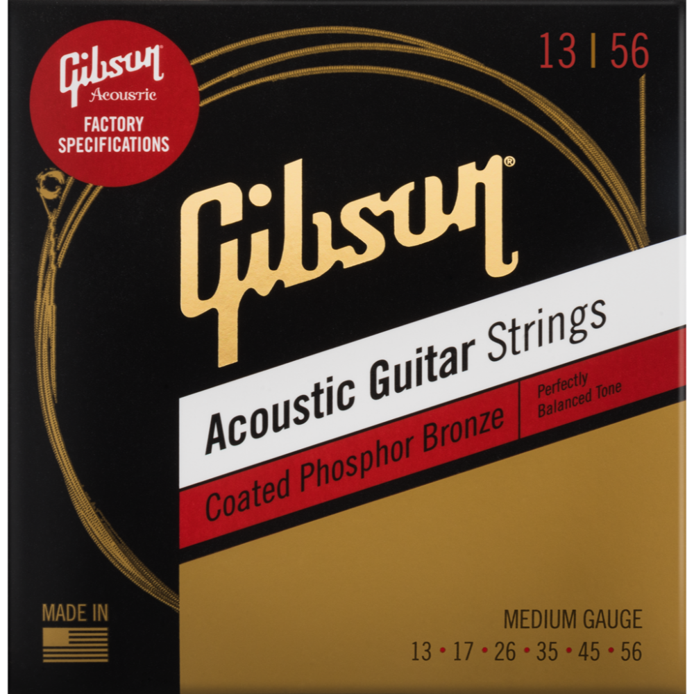 GIBSON ACCESSORIES COATED PHOSPHOR BRONZE ACOUSTIC GUITAR STRINGS - .013-.056 MEDIUM (SAG-CPB13)