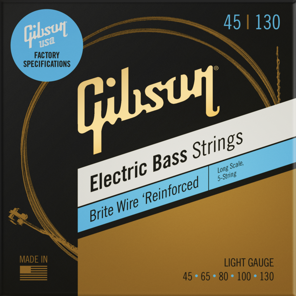 GIBSON ACCESSORIES BRITE WIRE ELECTRIC BASS STRINGS - .045-.130 LIGHT LONG SCALE (SBG5-LSL)