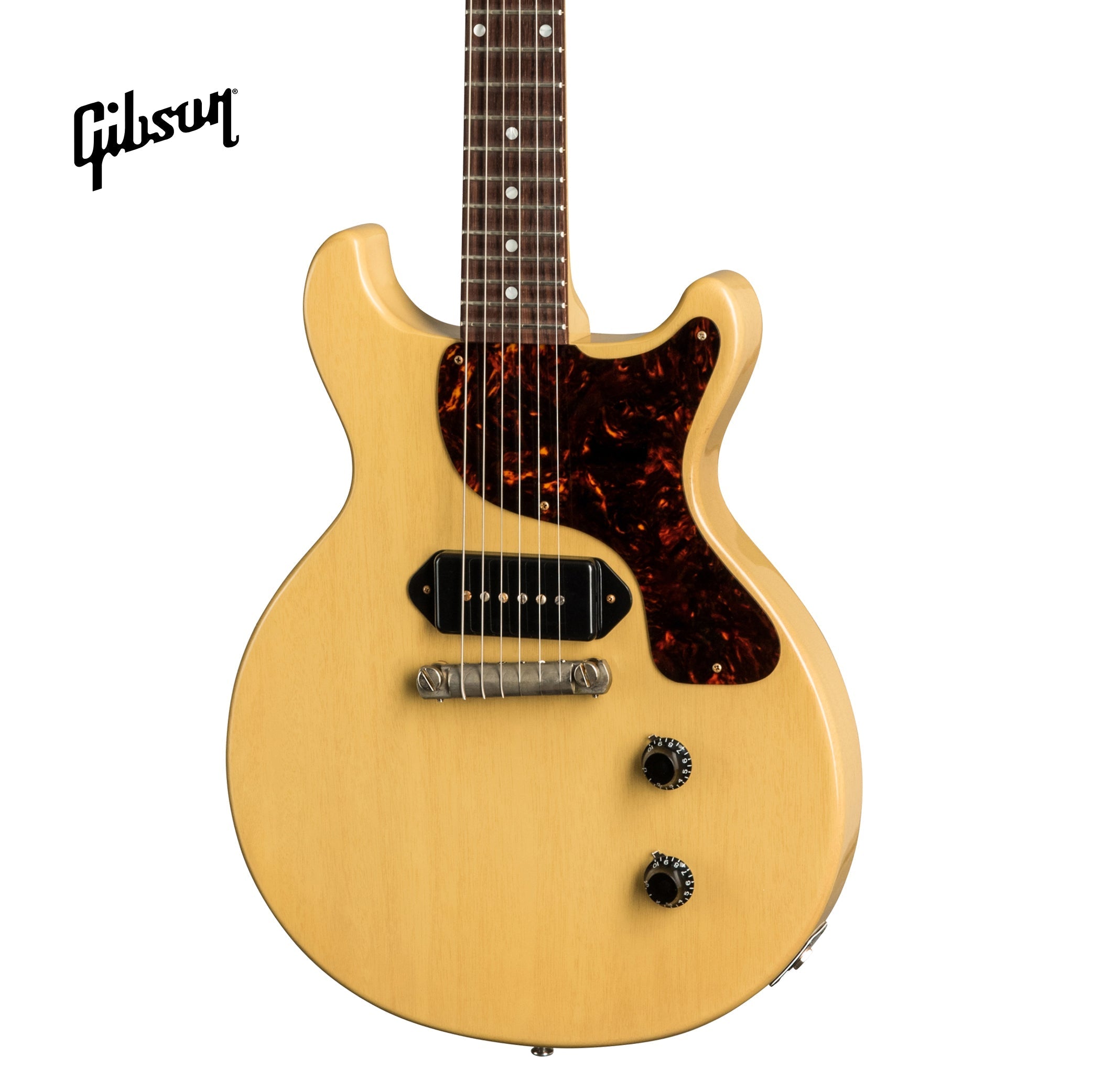 GIBSON 1958 LES PAUL JUNIOR DOUBLE CUT REISSUE VOS ELECTRIC GUITAR - TV YELLOW
