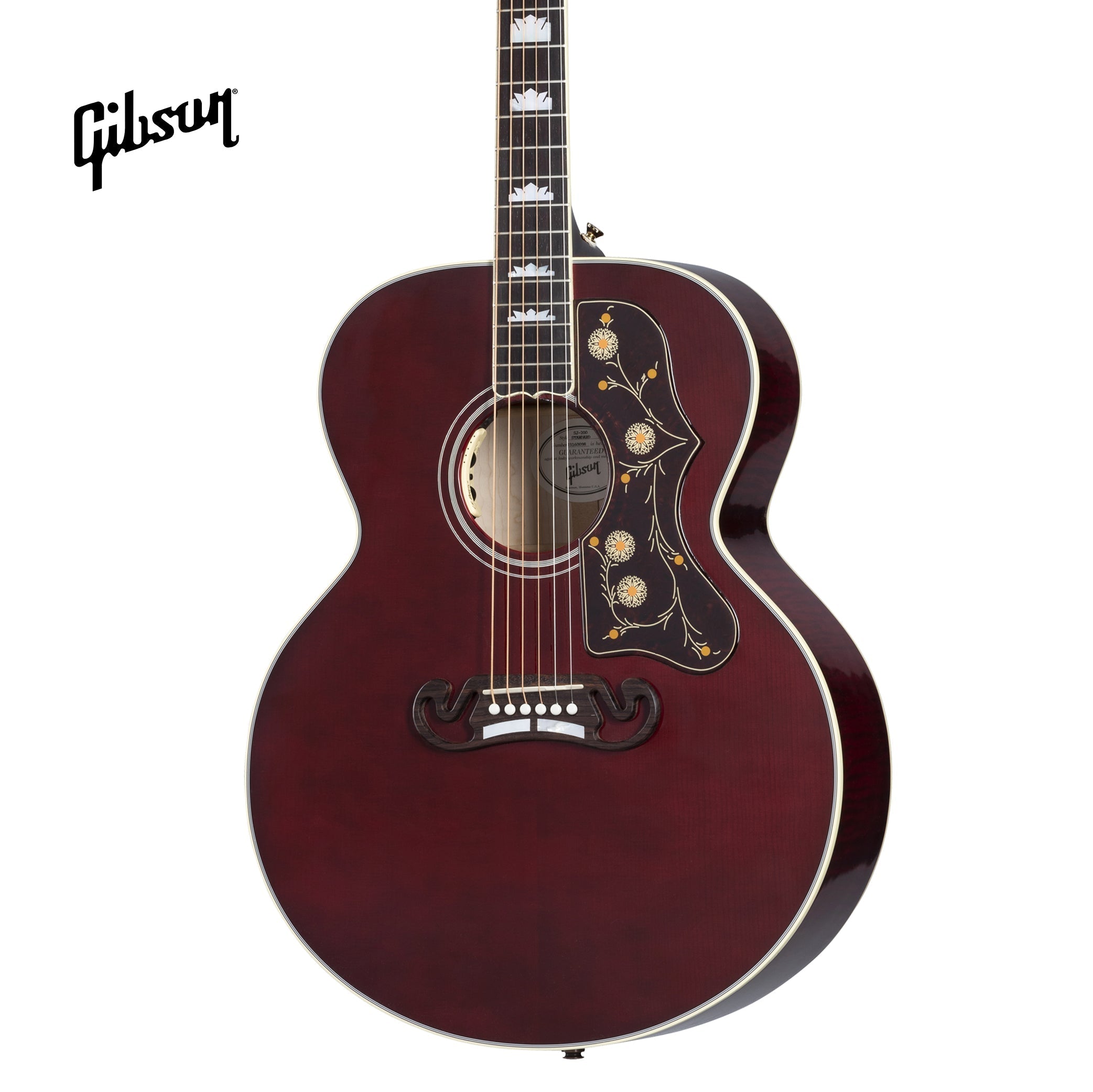 GIBSON SJ-200 STANDARD MAPLE ACOUSTIC-ELECTRIC GUITAR - WINE RED